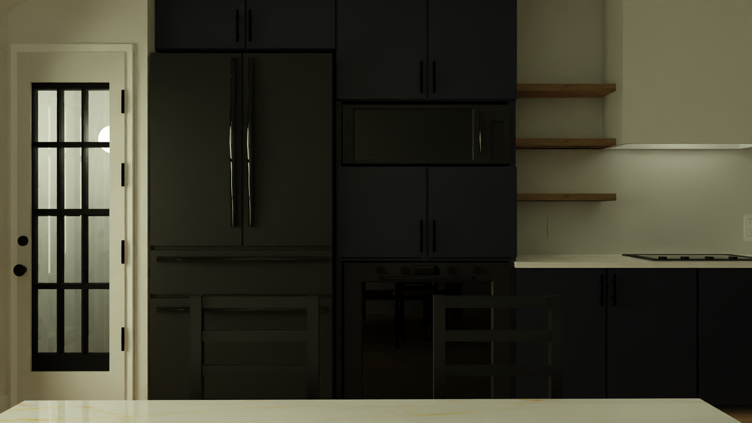 Render of beautiful black appliances in new construction home